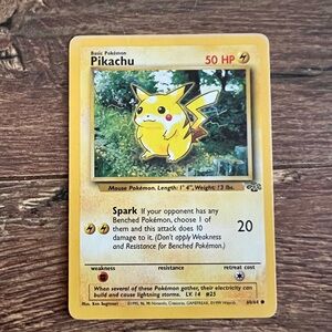 Vintage 1998 Fossil Pikachu Card - Yellow and Red